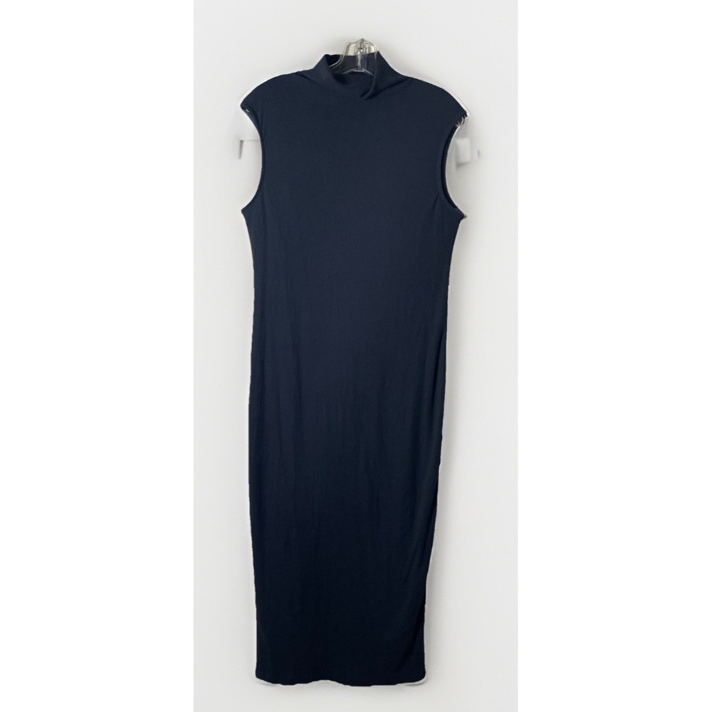Edit Jason Wu Ribbed Knit Maxi Dress Sz M Black Sleeveless Mock Neck Pima Cotton